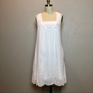 Banana Republic White Eyelet Trim Sleeveless Sundress
